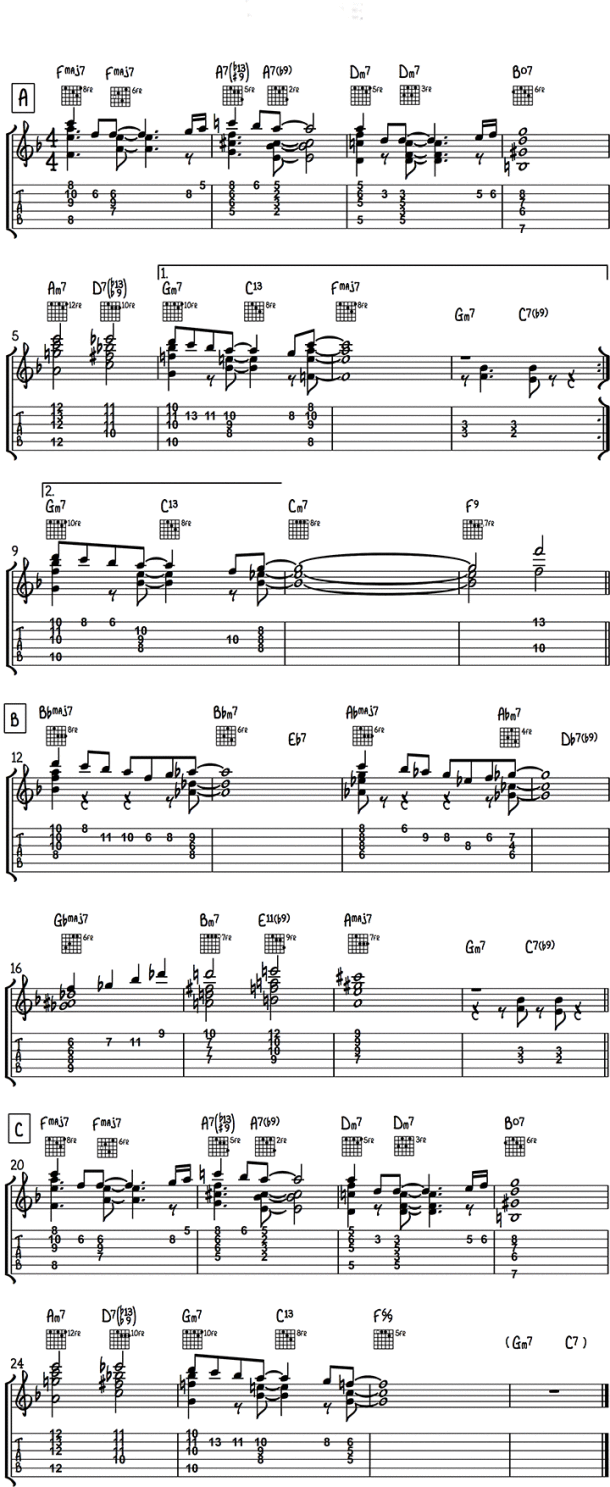Chord Melody Guitar Fig 13 Fret Dojo Jazz Guitar Lessons From The