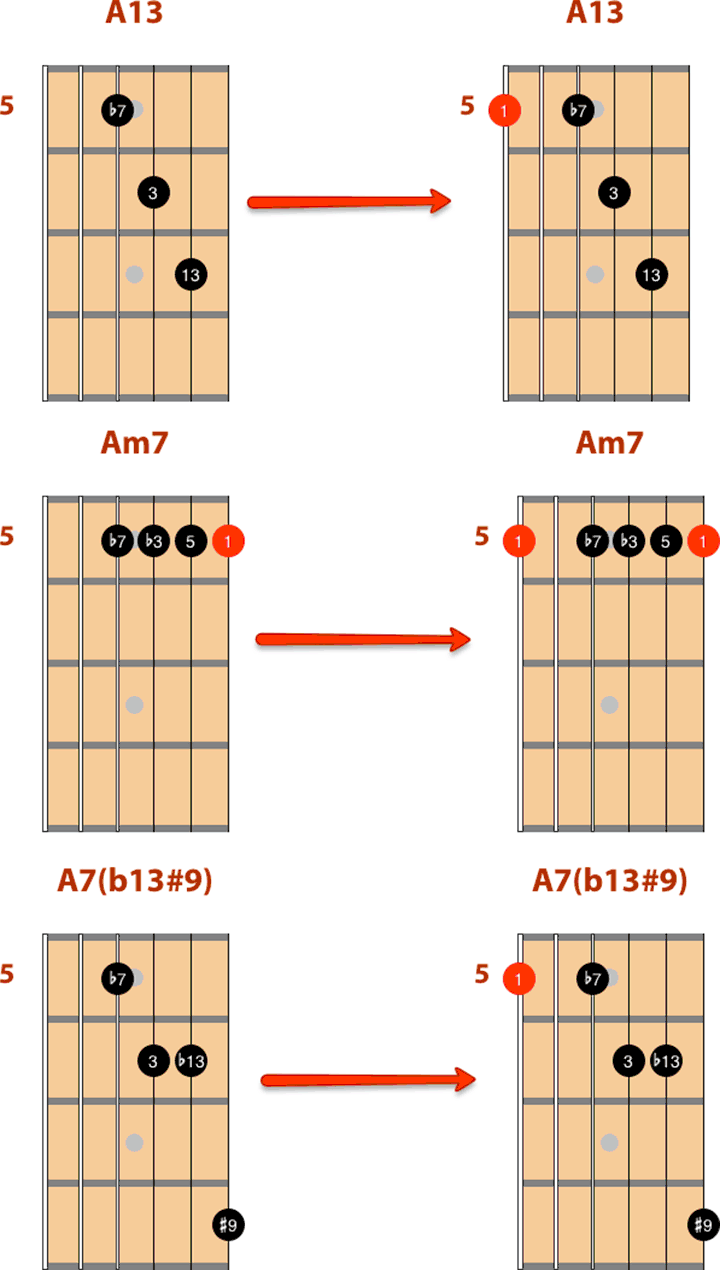 versions of the chords, and put in a bit of filler comping into the empty b...