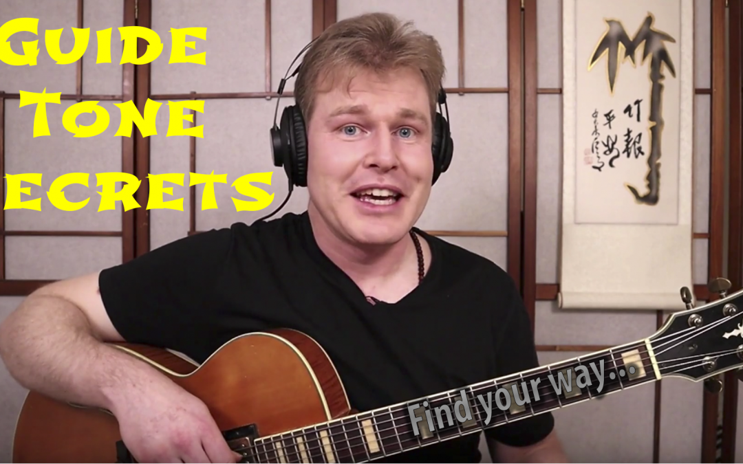 Video – Jazz guitar guide tone soloing shortcut (Free workbook)